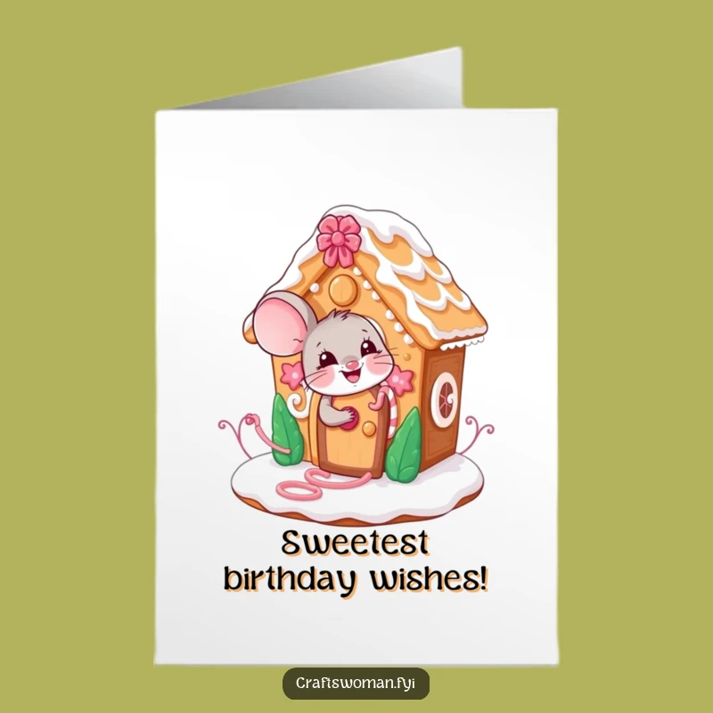 Sweet Free Printable Mouse Gingerbread Birthday Card - Downloadable DIY Treat