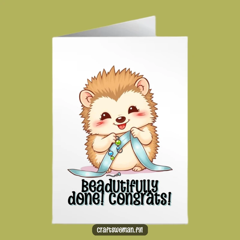 Free Printable Hedgehog Beads Card - Funny Congrats Downloadable Gift for Artisans