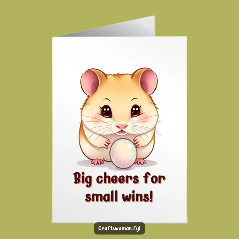 Free Printable Congrats Card: Curious Hamster & Bead - Cute & Funny Downloadable Greeting!