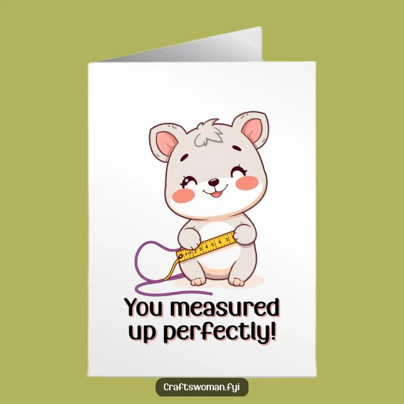 Free Printable Congrats Card: Animal Measures Success with Yarn - Humorous Downloadable DIY Gift!