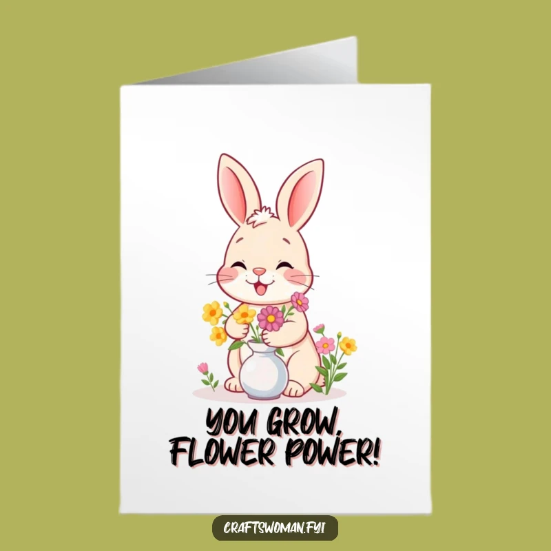 Free Printable Congrats Card: Bunny's Blooming Success - Funny Downloadable Gift