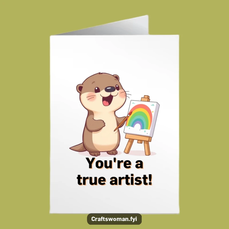 Free Printable Congrats Card: Otter's Colorful Creation - Funny Downloadable Gift