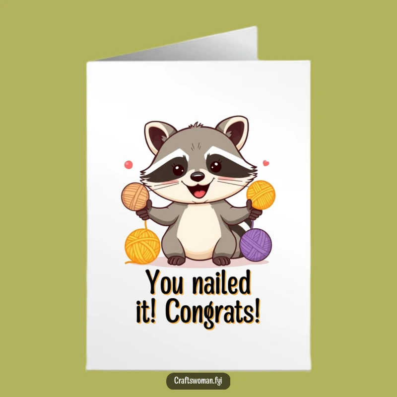 Free Printable Raccoon Juggling Card - Funny Congrats Downloadable Gift for Enthusiasts
