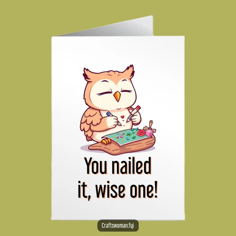 Funny Free Printable Congrats Card: Owl's Crafty Success, Downloadable Greeting