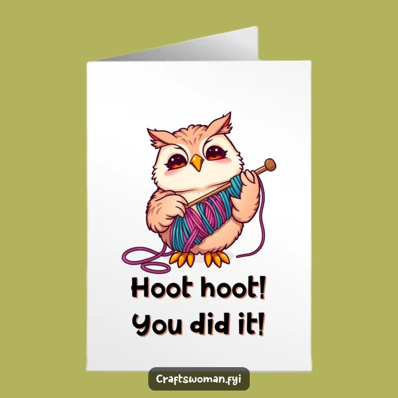 Free Printable Congrats Card: Whimsical Owl Sewing Success - Print at Home