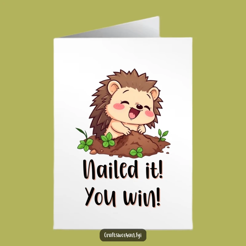 Free Printable Hedgehog Congratulations Card: Hammering Hedgehog, DIY Downloadable Gift!