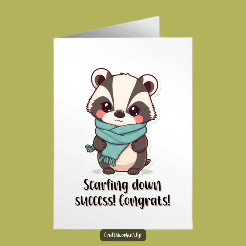 Free Printable Congrats Card: Whimsical Badger DIY Style for Your Achievement