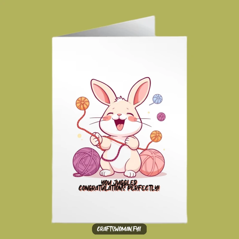 Free Printable Rabbit Congrats Card - Hilarious Juggling Theme, Downloadable Gift