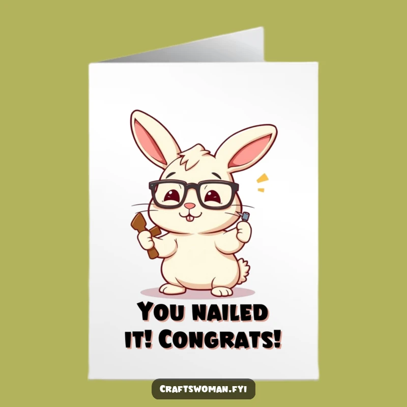 Free Printable Congrats Card: Perky Rabbit DIY Success for Your Big Achievement