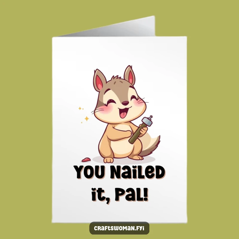 Free Printable Congrats Card: Squirrel's DIY Success - Funny Downloadable Gift