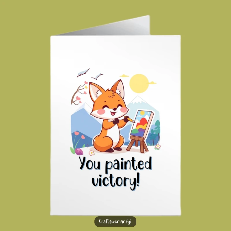 Free Printable Fox Congratulations Card: Painter Fox, DIY Downloadable Gift!