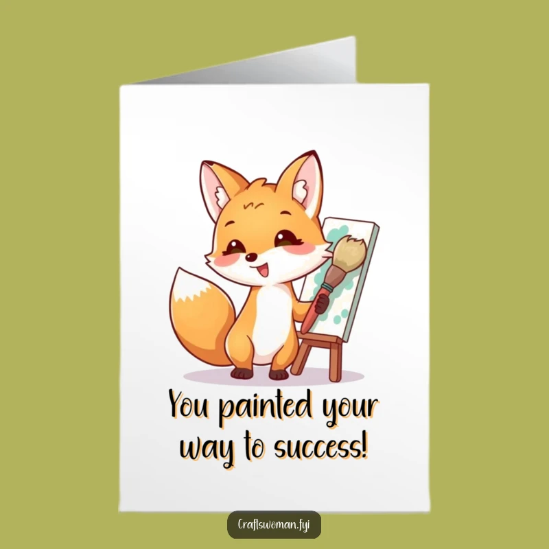 Free Printable Fox Congrats Card - Hilarious Painting Design, Downloadable DIY Gift
