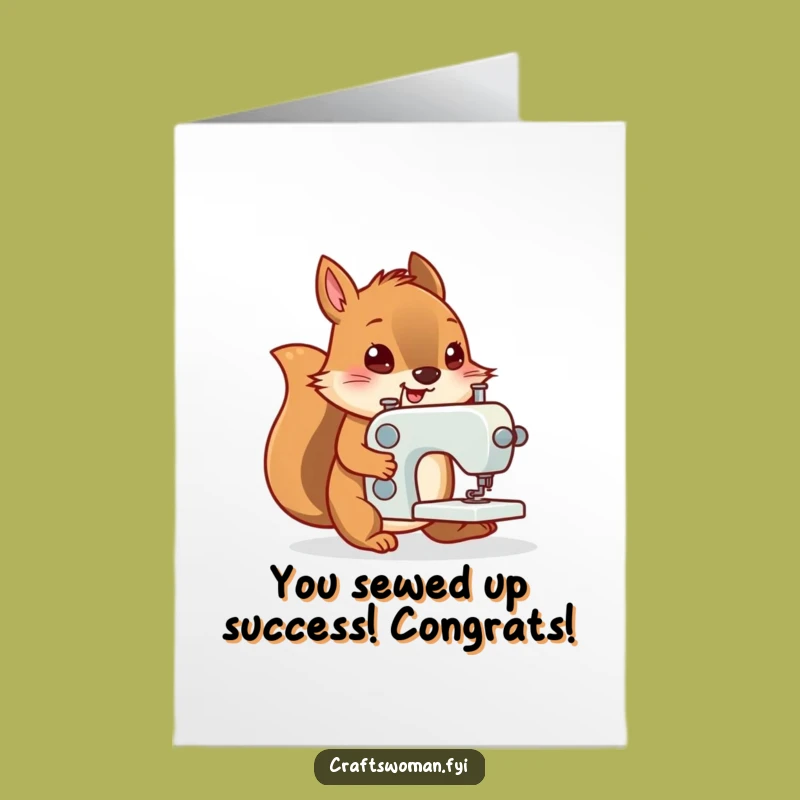 Free Printable Funny Squirrel Congratulations Card - Sewing Machine Triumph Downloadable