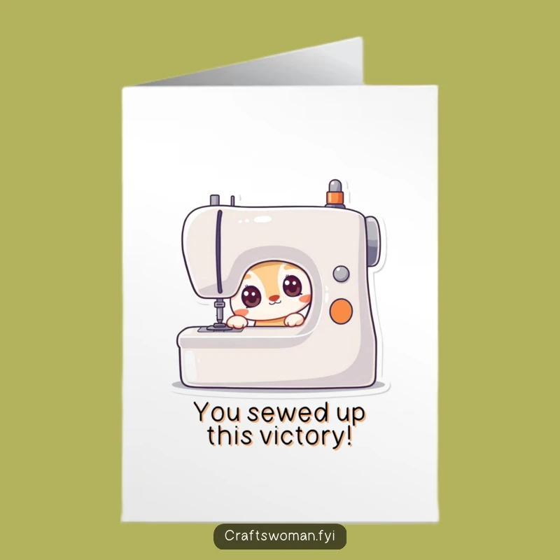 Free Printable Congrats Card: Animal Eager for Sewing Machine - Humorous Downloadable DIY Gift!