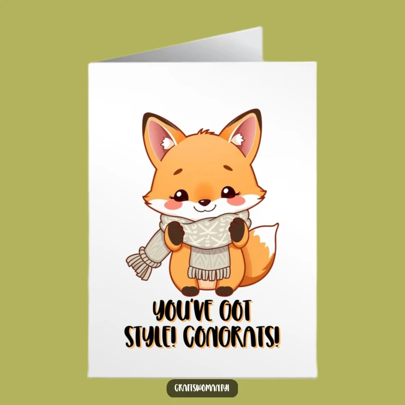 Free Printable Funny Fox Congratulations Card - Knitted Success Downloadable