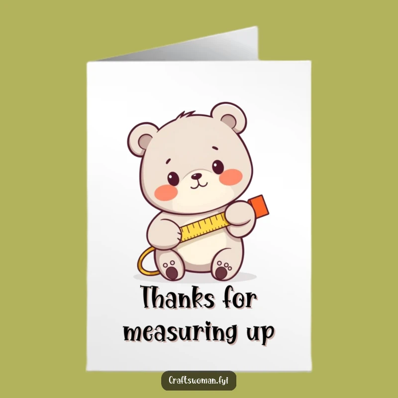 Free Printable Bear Measuring Thank You Card: Humorous DIY Downloadable Gift of Appreciation