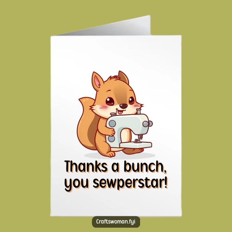 Free Printable Funny Squirrel Thank You Card - Sewing Machine Craft Downloadable