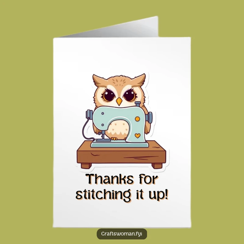 Free Printable Owl Sewing Card - Funny Thank You Downloadable Gift for Helpers