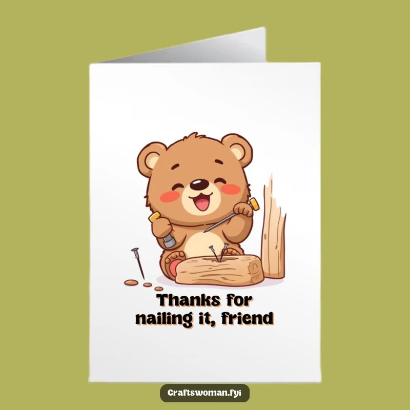 Free Printable Thank You Bear Cub Card - Little Helper Theme, Downloadable Gift