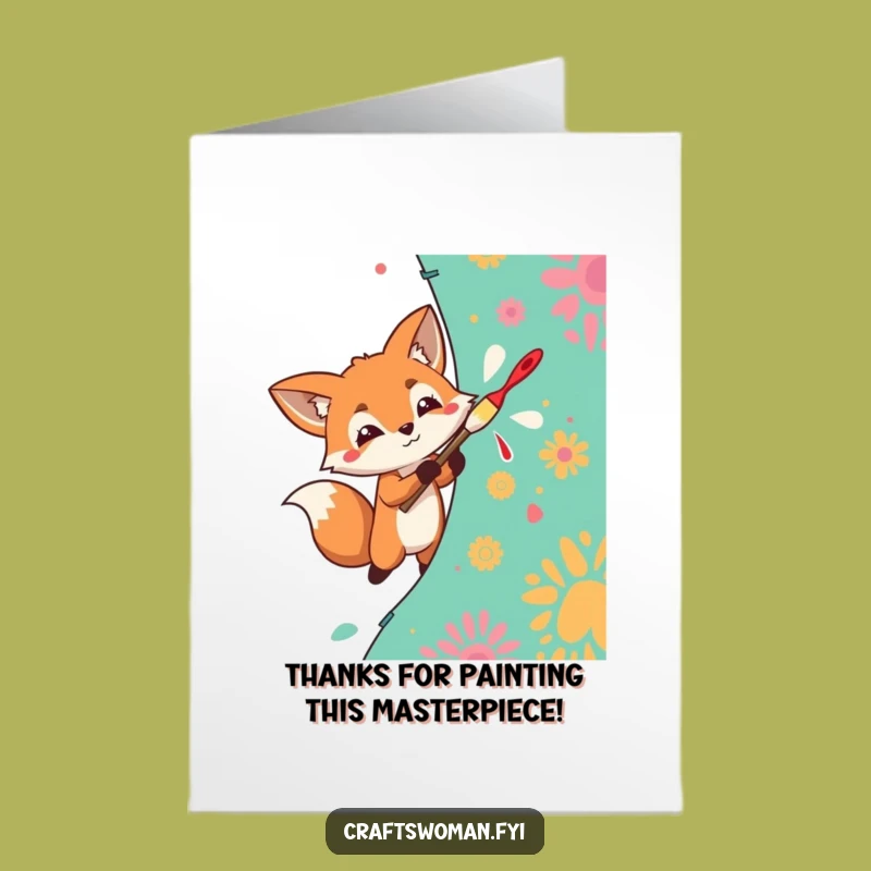 Free Printable Thank You Card: Fox's Colorful Thanks, Artistic Gratitude Downloadable