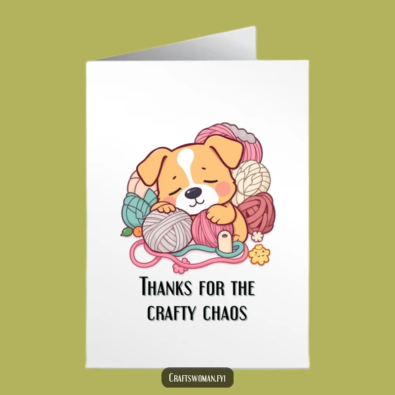 Free Printable Thank You Card: Sleepy Dog Crafts & Yarn! Adorable DIY Gift.