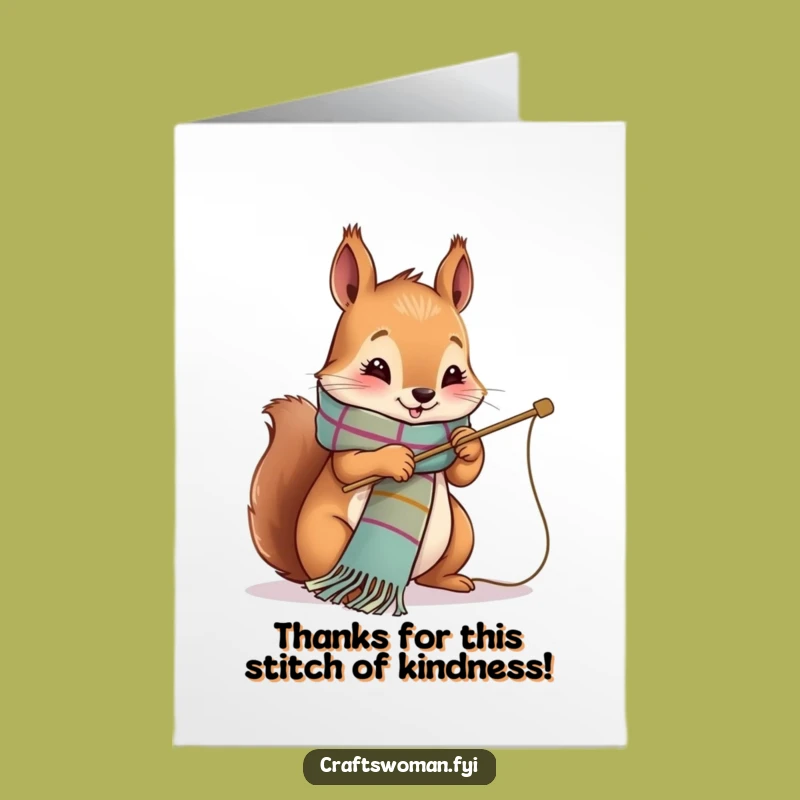 Free Printable Thank You Card: Squirrel's Stitch of Gratitude, Heartfelt Downloadable