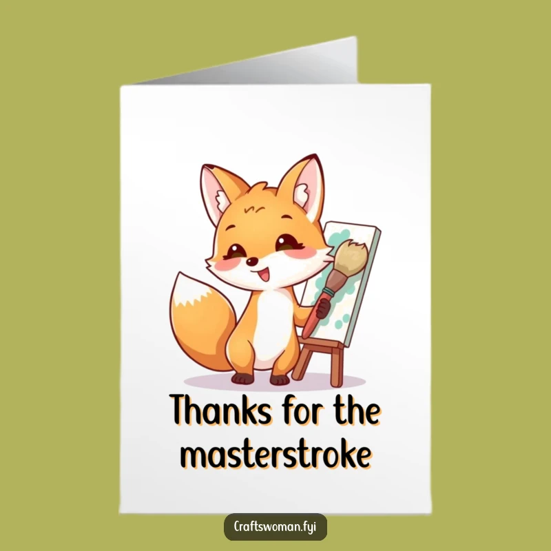 Free Printable Thank You Fox Card - Artistic Appreciation, Downloadable DIY Gift