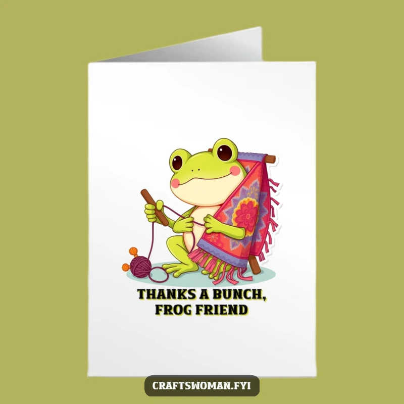 Free Printable Frog Thank You Card: Funny Stitching Frog Downloadable Appreciation Gift