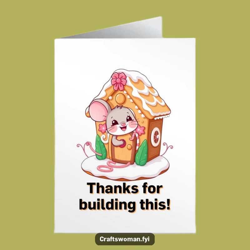 Charming Free Printable Mouse Gingerbread Card - Express Thanks Downloadable