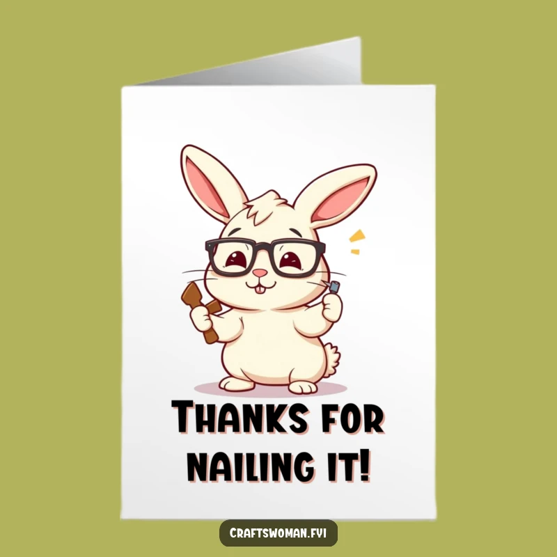 Free Printable Thank You Card: Perky Rabbit DIY Gratitude for a Job Well Done