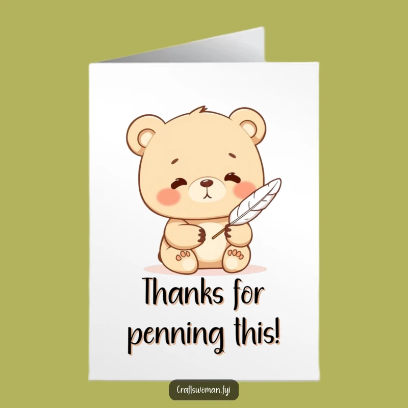 Thoughtful Free Printable Bear Quill Card - Express Thanks Downloadable