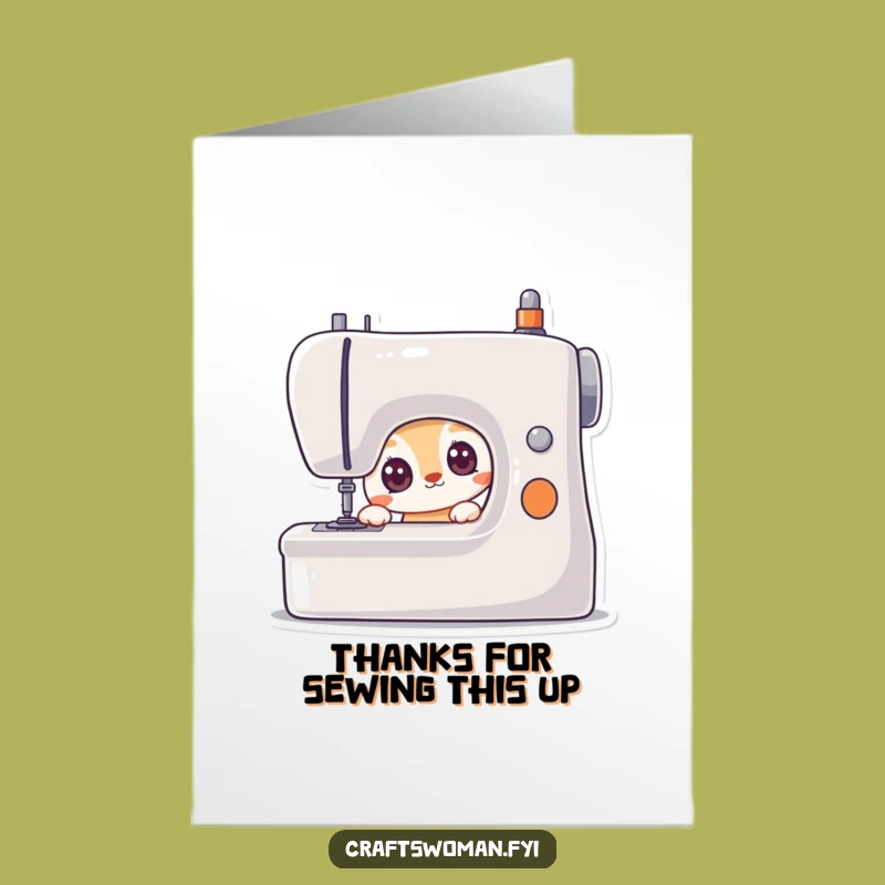 Free Printable Thank You Card: Crafty Animal Eyes Sewing Machine - Humorous Downloadable DIY Gift!