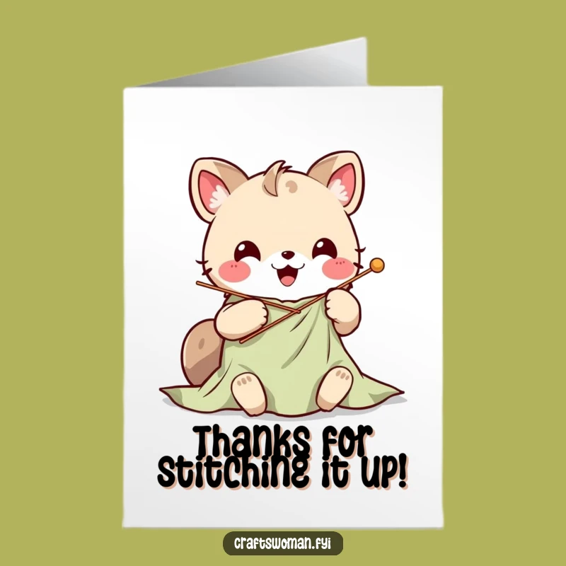 Thanks Free Printable Card: Kawaii Stitcher Downloadable Gratitude Gift