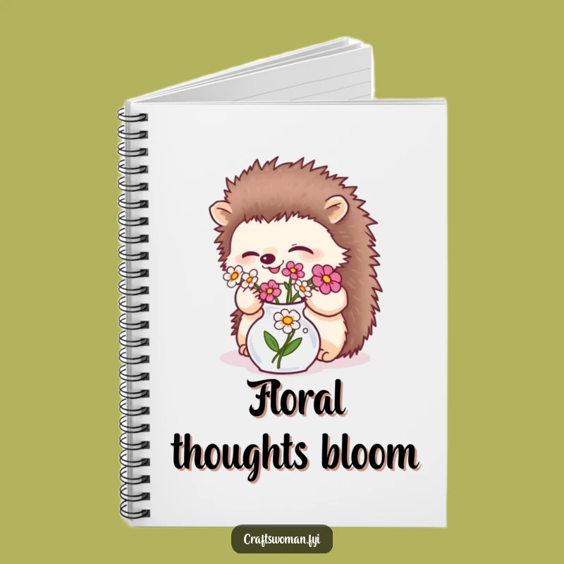 Funny Hedgehog Flower Notebook: Jot Down Thoughts with Natural Charm