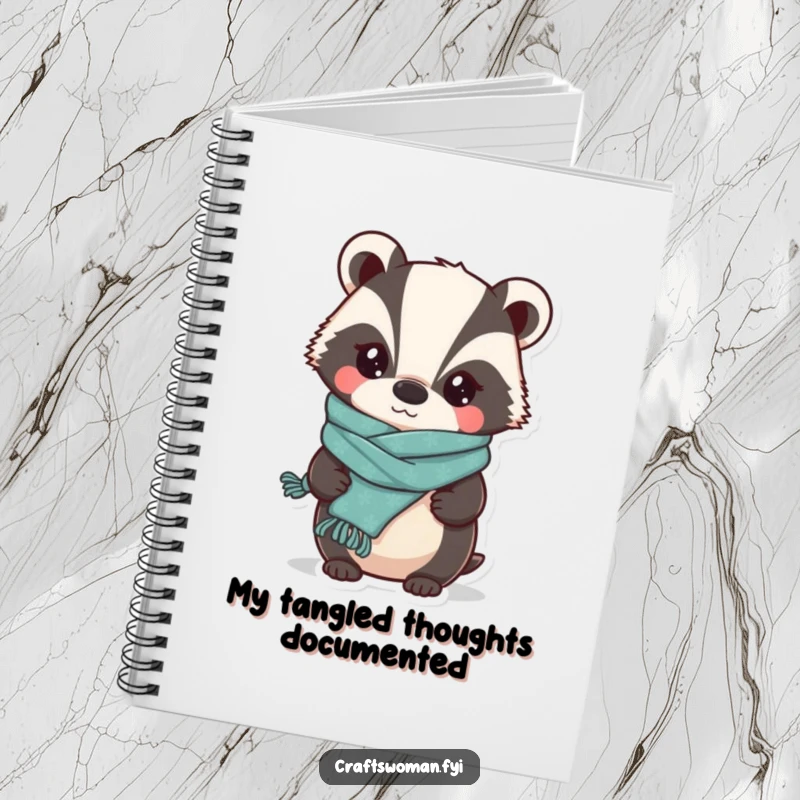 Funny Badger Knitter Notebook: A Whimsical Badger Proudly Displaying a Slightly Lopsided Knitted Scarf, Great for Notes.