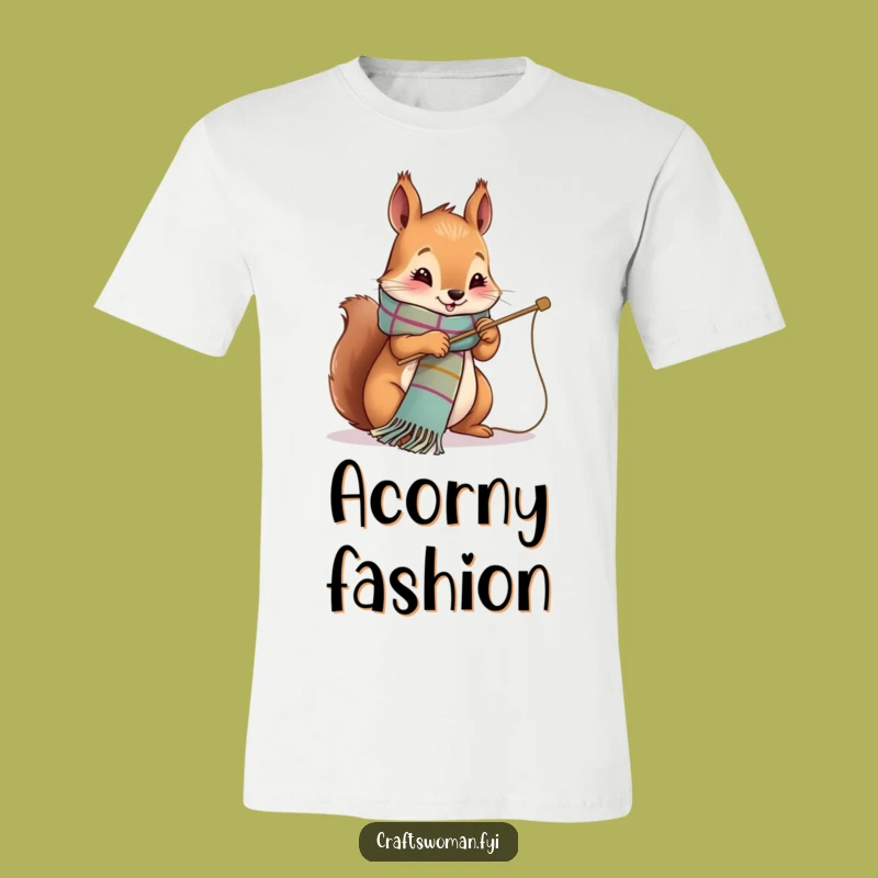 Funny Squirrel Stitcher T-Shirt: Cozy Scarf Vibes, Perfect Gift for Knitters!