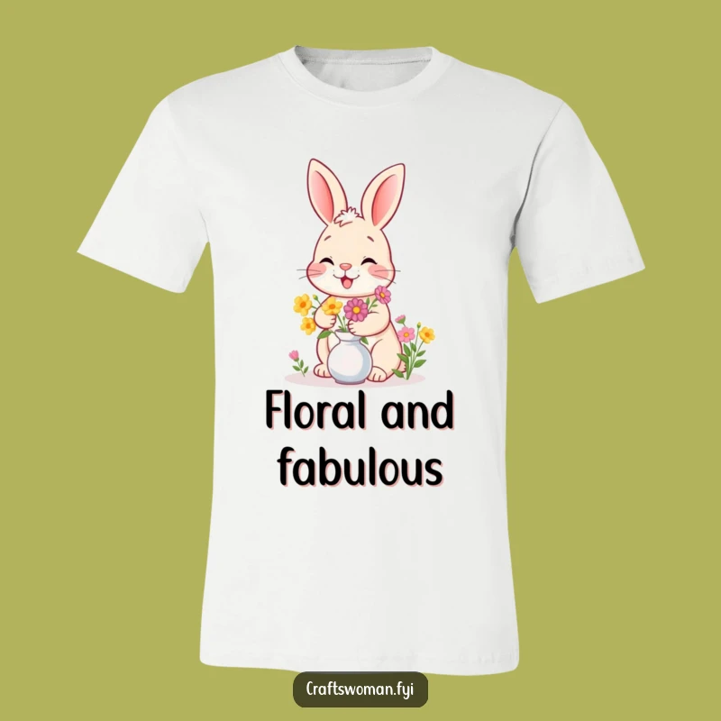 Funny Bunny Arranging Flowers T-Shirt: Cute and Hilarious Tee for Nature Lovers