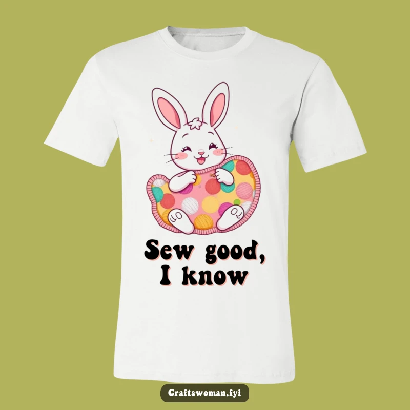 Funny Cheerful Bunny Sewing T-Shirt - Creative Crafty Apparel