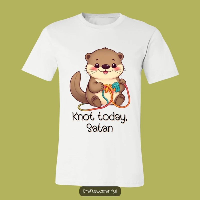 Funny Otter Knitting T-Shirt - Hilarious Yarn Lover Tee for Crafty Otters
