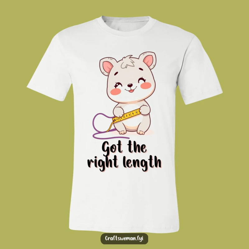 Funny Measuring Animal T-Shirt: Happy Crafter With Yarn, Great Knitting Gift