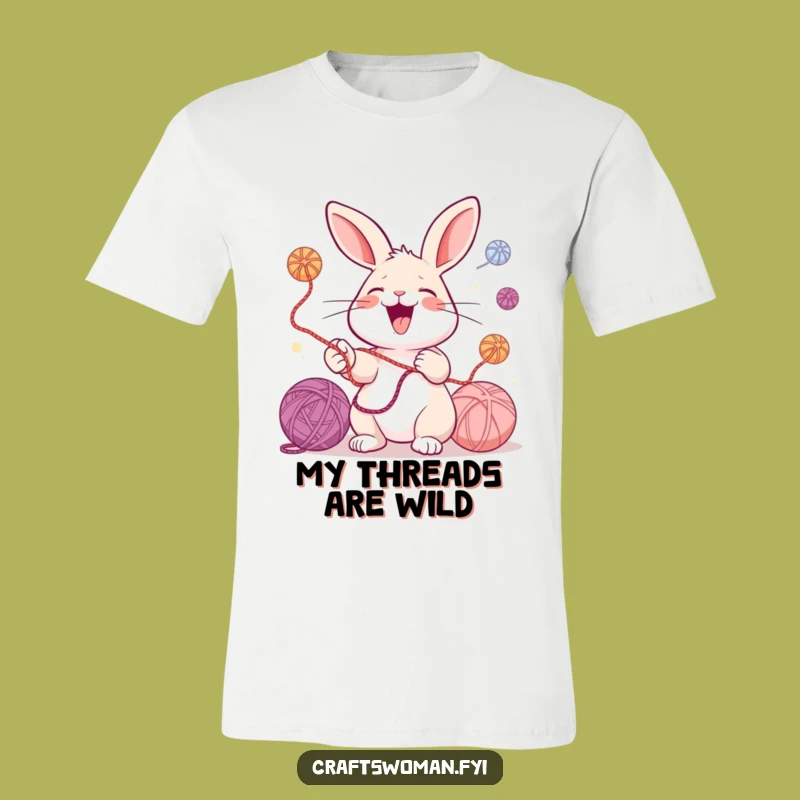 Funny Rabbit Yarn Juggling T-Shirt: Wear Your Crafty Hobby with Joyful Humor