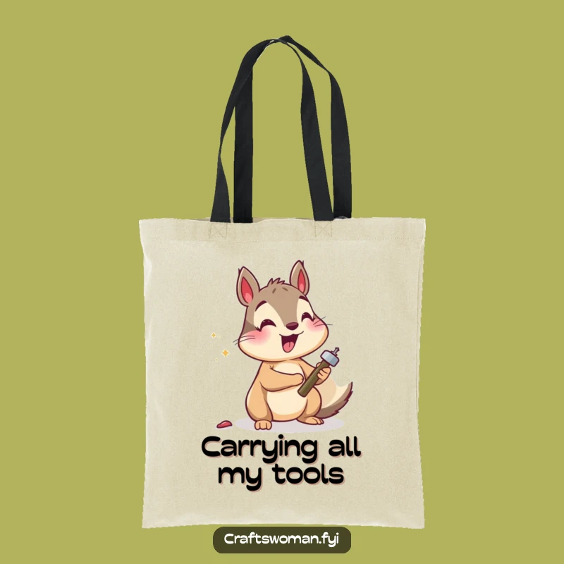 Funny Squirrel Hammering Tote Bag: Stylish and Hilarious Carry-all for Busy Bees