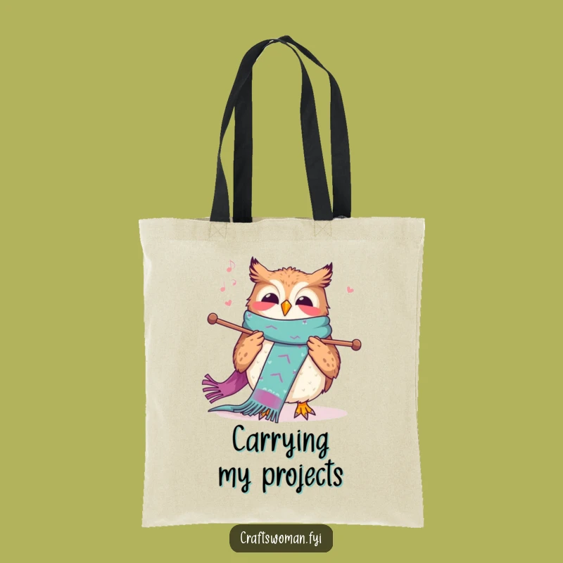 Funny Knitting Owl Tote Bag: Carry Your Yarn with This Hilarious Design
