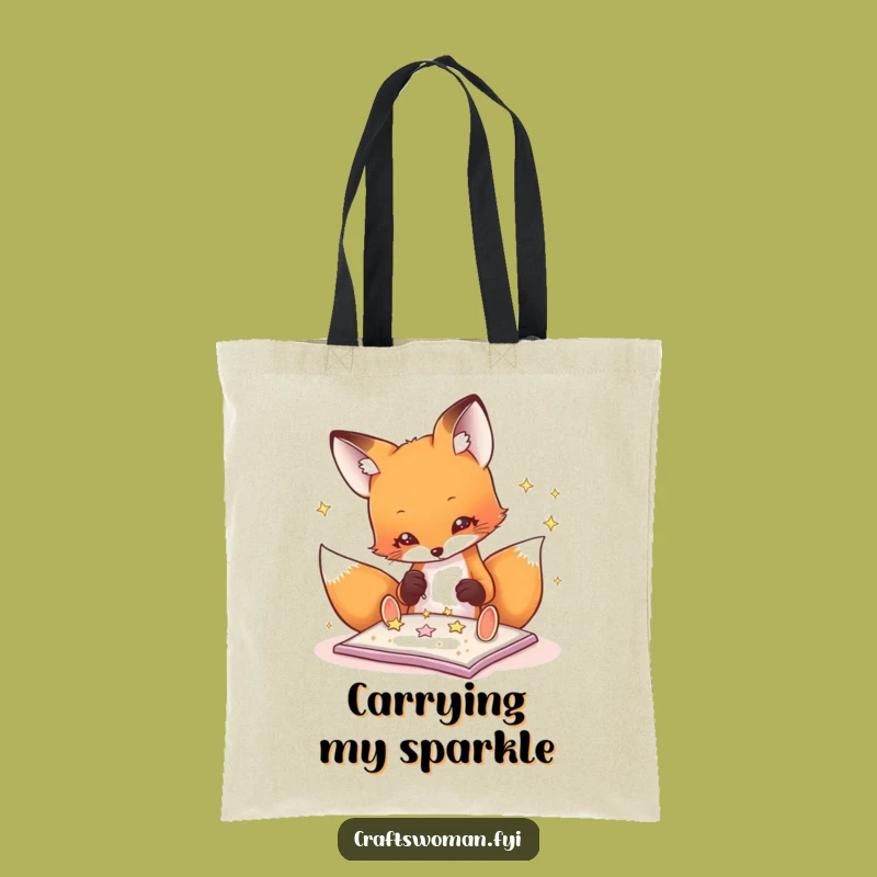Funny Fox Glitter Tote Bag: Creative and Hilarious Carry-all for Crafters