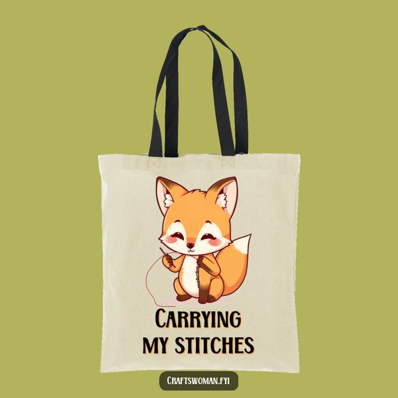 Funny Fox Sewing Tote Bag: Carry Your Supplies with Humorous Style