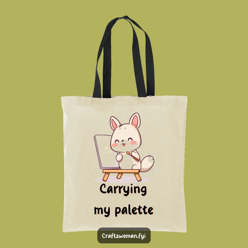 Funny Animal Artist Painting Tote Bag - Carry Your Creations, Humorous Gift