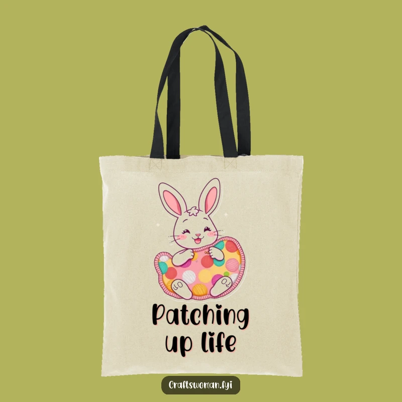 Funny Cheerful Bunny Sewing Tote Bag - Carry Your Craft Supplies