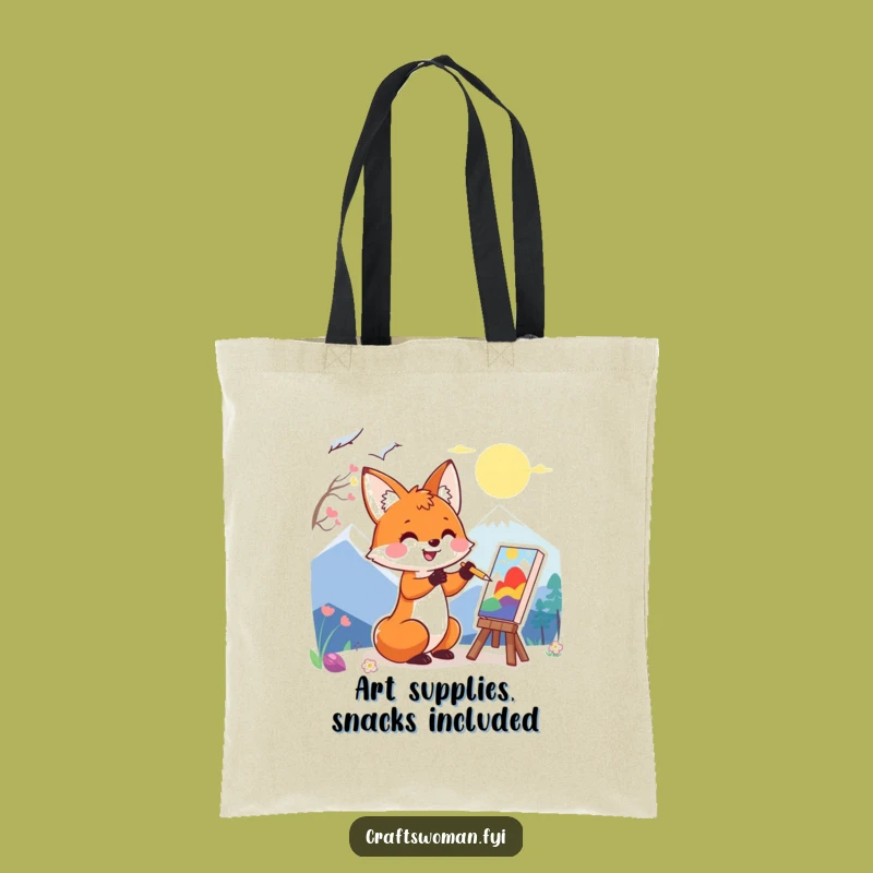 Funny Fox Art Tote Bag: Carry Your Supplies & Your Sense of Humor