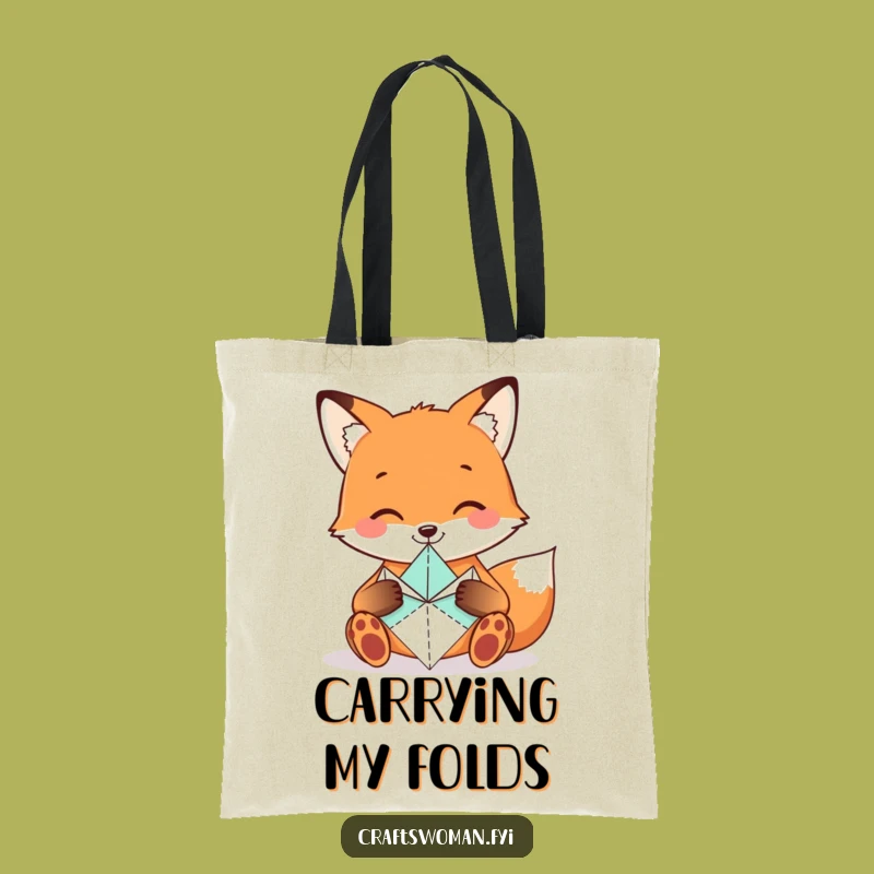 Funny Fox Origami Tote Bag - Carry Your Art Supplies With Style