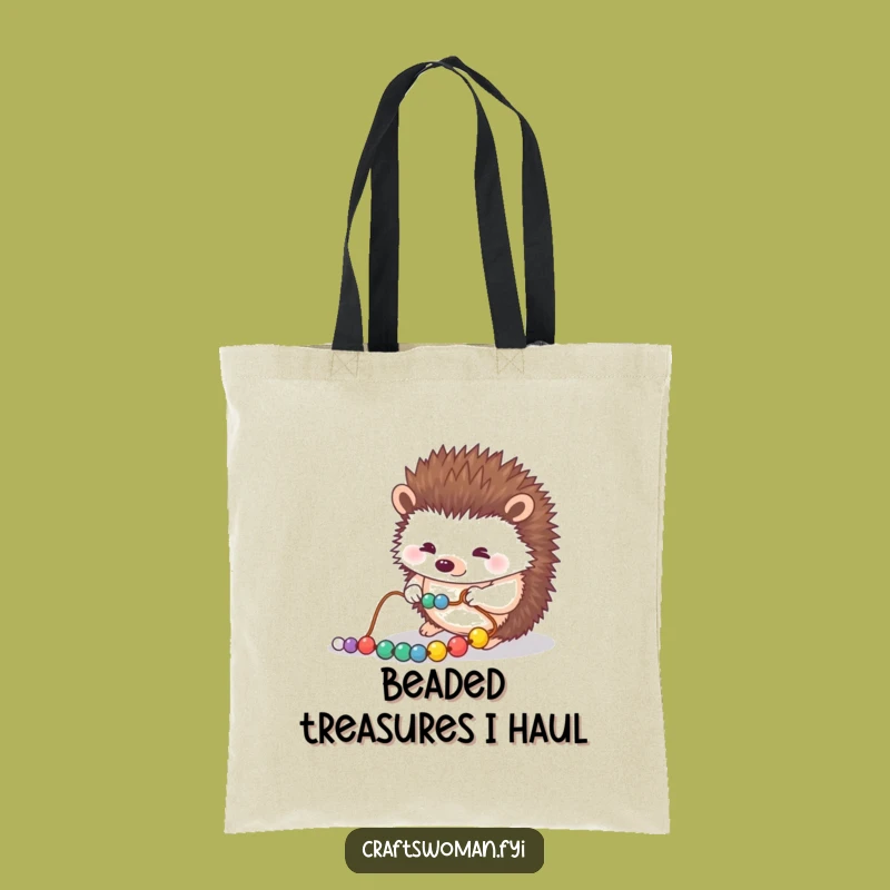 Funny Hedgehog Tote Bag: Chic Hedgehog Beading, Ideal Funny Gift for Jewelers
